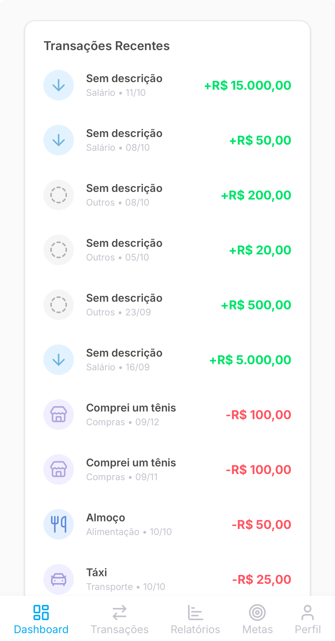 Categorias personalizadas